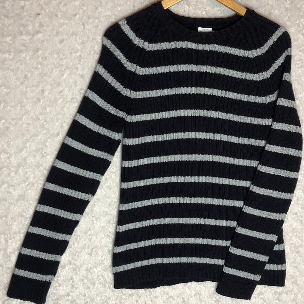 Calvin Klein Men's Black and White Sweater Size Large